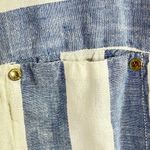 Ellen Tracy 100% Linen Blue White Striped Zip Front Short Sleeve Blouse Top S Photo 3