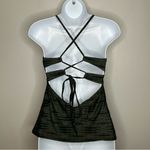 Athleta  Ariel Green and Black Cutout Lace-up Back Tankini Top Size S Photo 2