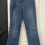 Vintage Y2K Adolfo Women’s Size 10 Flare Jeans Green Stitching Blue Photo 0