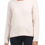 Kendall + Kylie New Asymmetric Cable Knit Sweater Crewneck Pullover Ivory Photo 0