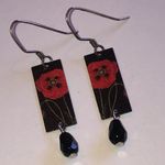 Elegant Black and Red Floral Boho Earrings Photo 1