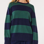 Hollister  Navy Blue & Hunter Green Striped Oversized Sweater Photo 0