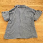 J.Ing Short Sleeve Chest Flap Pocket Button Front Blouse in Blue Size XS Photo 3