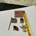 Lot Of 5 Brooch Pins American Flag / Angel / Hat Red White & Blue Patriotic Photo 3