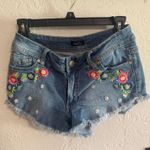 Rue 21 Floral stitched jean shorts Photo 0