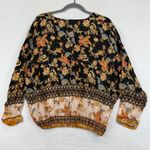 Desigual  Sumatra Black Floral Print Long Sleeve Blouse Batwing Size L‎ Bohemian Photo 6
