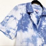 Joe Fresh  Blue White Tie Dye Popover Blouse Size Large Photo 2