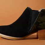 Anthropologie ALL BLACK x Black Suede with Green Camo Ankle Boots Size 5.5 Photo 1