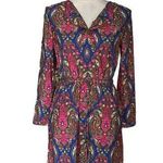 Merona  Blue Pink Paisley Long Sleeve Dress Light Weight Colorful Casual Photo 0
