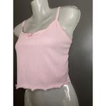 Windsor Tank Top Womens Medium Pink Ribbed Cami Crop Lettuce Hem Bow Stretch Photo 2