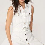 Area Stars Dress Womens Small White Denim Shirt Collared Snap Button Mini Photo 0