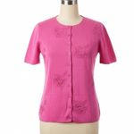 Jenny Cardigan Pink Knit Small Floral Embroider Cottagecore Vintage Y2K Feminine Photo 0