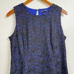 Lands' End Lands’ End Blue with Black Lace Overlay Sheath Dress Size 12 Photo 2
