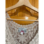 Yoana Baraschi Baraschi Embroidered Mesh Overlay Dress Beige Floral Sleeveless Fit & Flare Photo 1