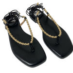 Dolce Vita Black Gold Beaded Lace Up Gladiator Flat Sandals Size 9.5 NEW IN BOX Photo 0