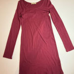 Anything Bling Boutique Dress Ribbed Long Sleeve Maroon Casual Medium Photo 0