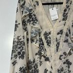 Allison New York Jules Blouse Cream Black Size Large NWT Ruffles Cuffs Lace Trim Photo 4