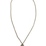 Vintage Etched Rose Glass Necklace Gold Tone Floral Photo 6