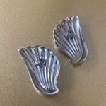 Vintage Silver Tone Wing Shaped Push Back Earrings Photo 1
