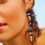 Free People Ariana Ost Voyage Dangle Earrings NWT Bohemian Beach Summer Flowers Photo 4