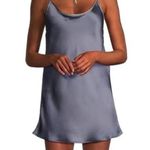 Free People Just What You Need Satin Chemise in Blue Granite Combo Size Medium Photo 10