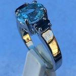 Sterling Silver Topaz and Sapphire Birthstone Ring, Size 7 3/4 Blue Photo 3