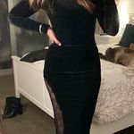 Eloquent Drama Black Velvet Mock Neck Midi Dress Size L Photo 8