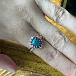 Natural Chrysocolla Orissa Garnet Halo Ring Size 9 Blue Photo 3