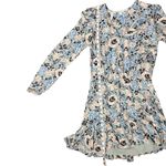 Veronica Beard Riggins Silk Floral Long Sleeve Mini Dress Size 6 Blue Beige Photo 10