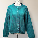 Vintage L.L. Bean Green Mohair Wool Blend Cardigan Ribbed Sweater Boxy Cozy L Size L Photo 0