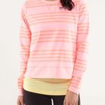 Lululemon Run: Warm Up Crew Ocean Stripe Coral / Pop Orange Photo 1