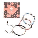 Amelia Rue NEW Kinsley 3 Piece Bracelet Set ~ NWT Jewelry Glass Bead Stretch Black Photo 0