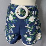 Farm Rio NWT  Navy Blue Flower Tapestry Shorts, 26 Photo 0