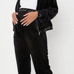 Missguided Mama lounge Velour Wide Leg Black Pants US Size 14 Large maternity Photo 0