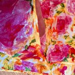 ECHO silk rectangular scarf floral print yellow pink 10x53 ins Vintage Photo 5