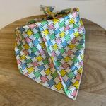 Vintage Silky Pastel Abstract Print Triangle Neck Tie Bandana Pink Photo 1