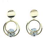 18K Gold Plated Double Circle Cubic Zirconia Dangle Drop Hoop Earrings for Women Photo 0