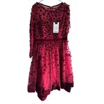 Mac Duggal Mac‎ Duggal Embellished Floral Velvet Long Sleeve Dress Burgundy 16 Photo 4