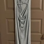Blue Open Back Shimmer Maxi Dress Photo 0