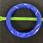 Cobalt Blue & White Swirl Glass Bangle Bracelet 2 5/8" Across Inside Photo 4