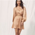 ARITZIA WILFRED Mini Dress Womens Size 0 Drop Waist Satin Fairy Coquette Holiday Brown Photo 12