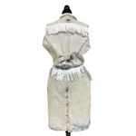 Vintage 80s Acid Wash Denim Fringe Vest & Skirt Set Western Deadstock Punk EUC Blue Size M Photo 4