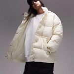 Topshop NWT mid length tie waist puffer jacket in cream Oversize Photo 4