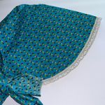 Vintage handmade Floral Bonnet with Ruffle Trim • farmhouse • prairie • cottage Blue Photo 1