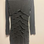 Mystree  Black and Gray Striped Long Sleeve‎ Dress Photo 4