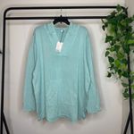 Barefoot Dreams NWT  Sunbleached 100% Cotton Bonfire Hoodie Seagreen 2X Photo 2