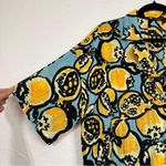 ZARA  Yellow Blue Short Sleeve Button Down Shirt Womens S Oversized Casual Lemon Photo 2