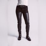 ATWYLD Leather Front Motorcycle Jeans / Pants Shred Black 26 Photo 1