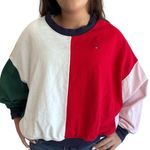Tommy Hilfiger  Denim Colorblock Sweatshirt XS Oversized Fit Retro Pullover Photo 0