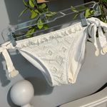 Becca Swimsuit Bikini Bottom Beige Crochet Lace Side Ties Medium Photo 0